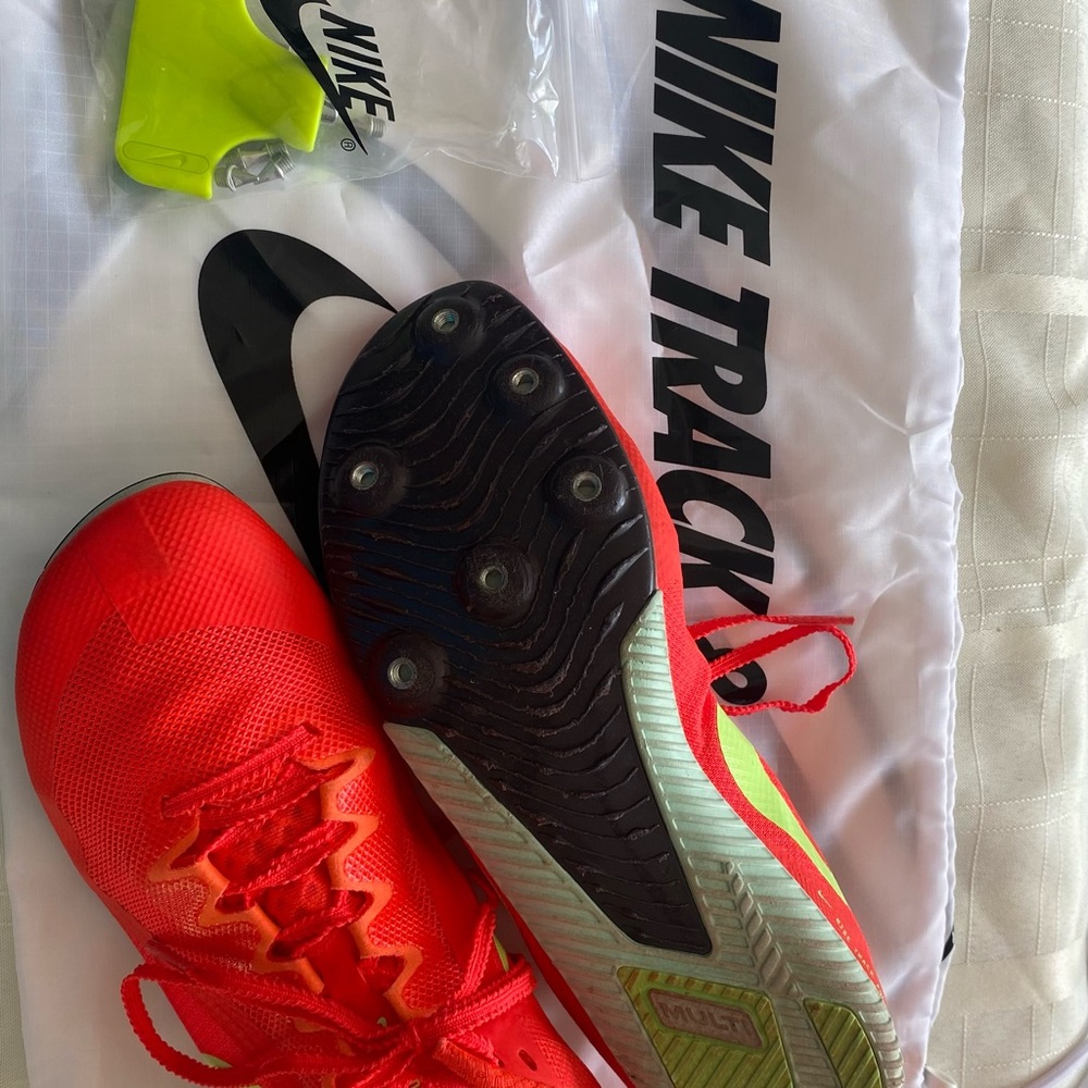 Nike Track Spikes Red and Neon Green